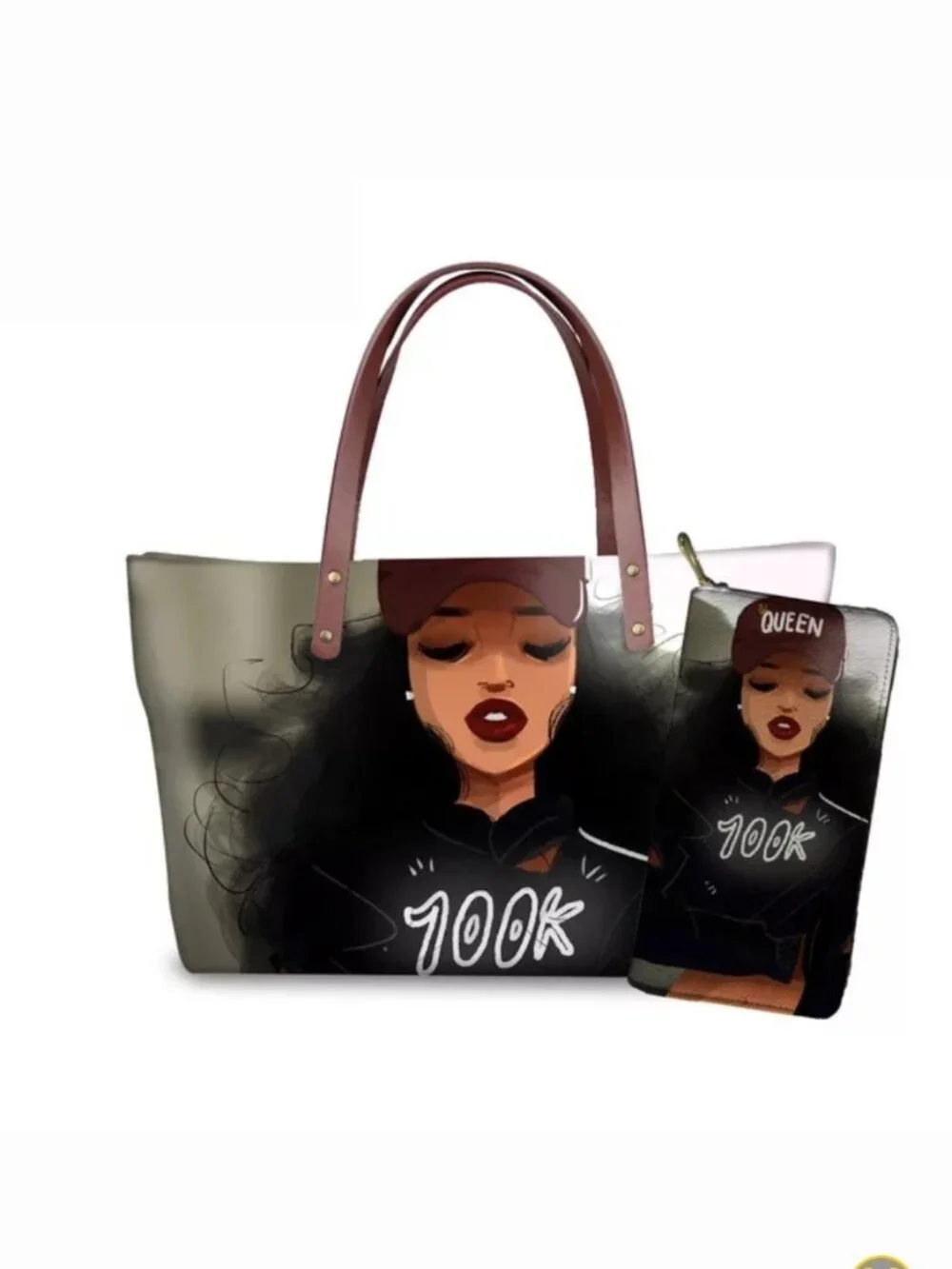 Trendy Canvas Tote Bag Set | Matching Cosmetic Pouch | New